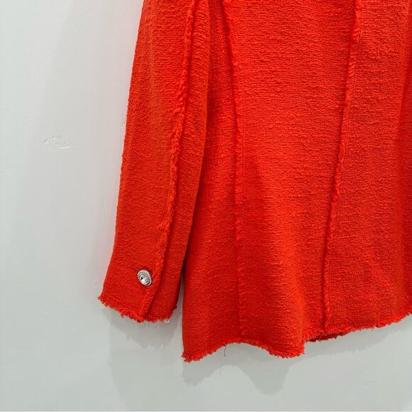 NWOT Zara Tweed Jewel Button Bright Orange Blazer. - Picture 8 of 10